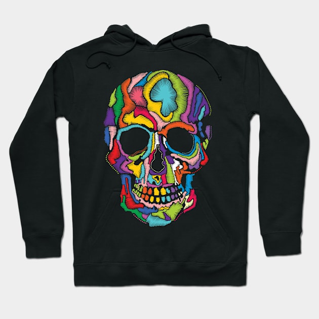 Skull embroidery Effect Mex Art Hoodie by Velvet Love Design 